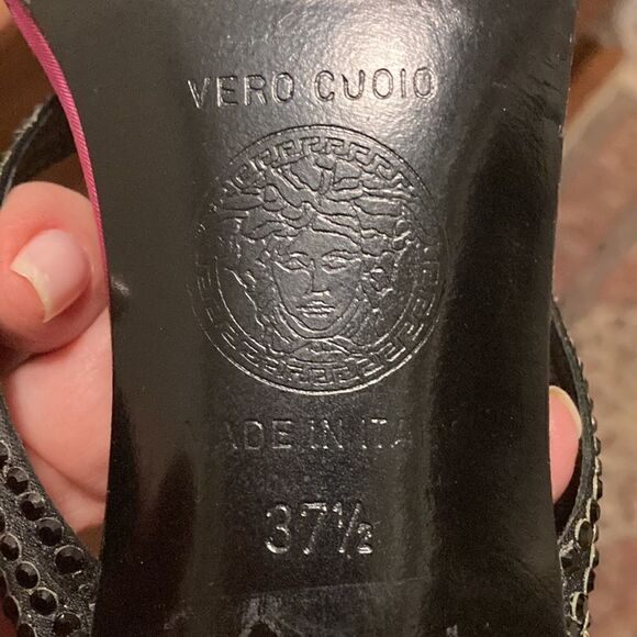 Versace Black Beaded Slide Sandal. - Picture 7 of 7